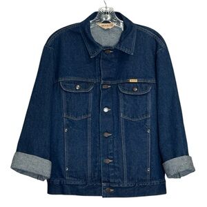 Rustler Mens Denim Trucker Jacket Blue Size L Made in Mexico 100% Cotton Vintage